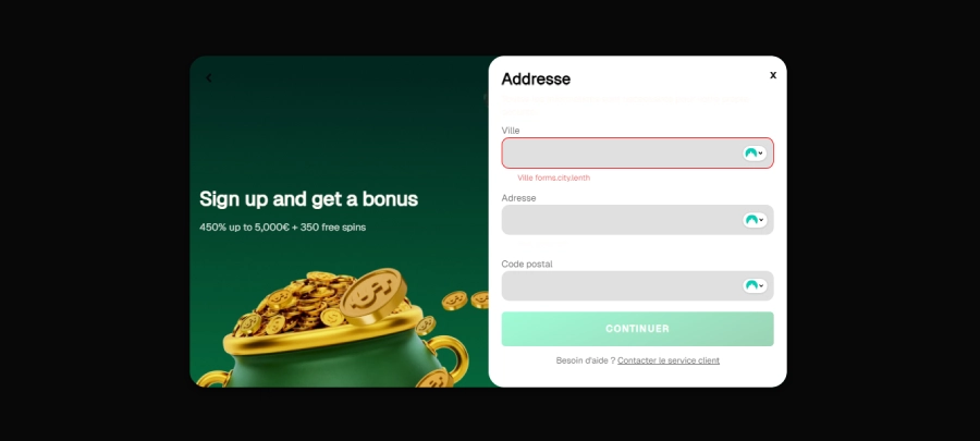 Inscription sur Uspin Casino étape3