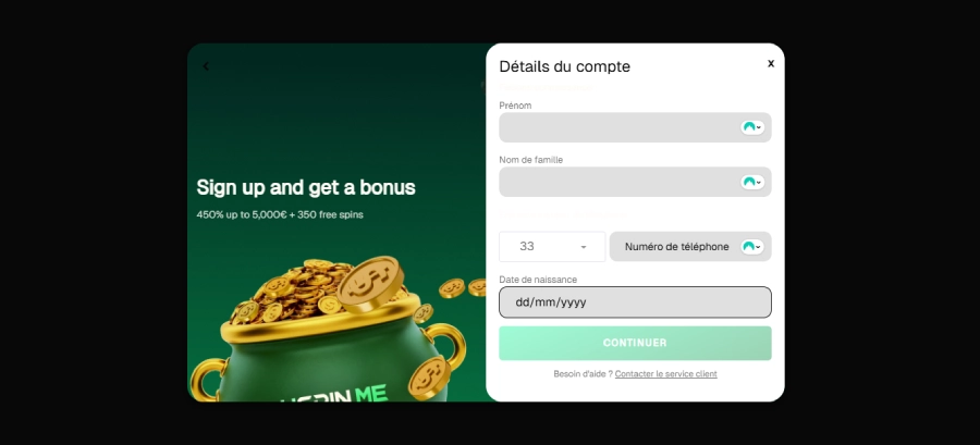 Inscription sur Uspin Casino étape4