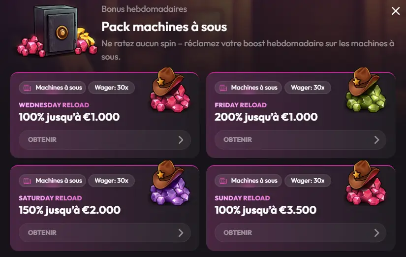 bonus hebdomadaire mad casino