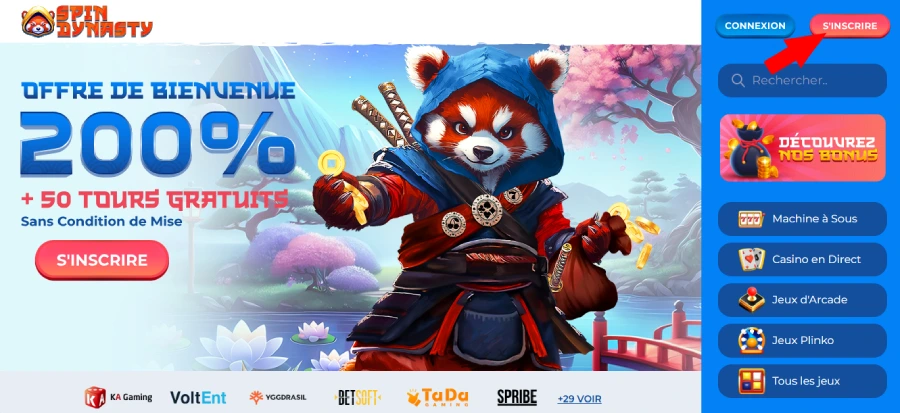 Inscription étape 1 Spin Dynasty