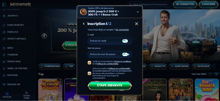 Inscription étape 3 Millioner