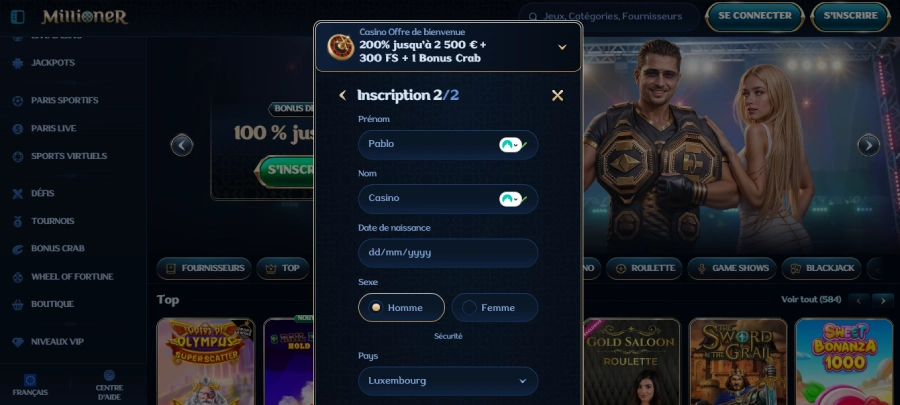 Inscription étape 4 Millioner