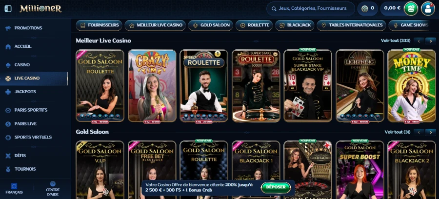 Live Casino Millioner