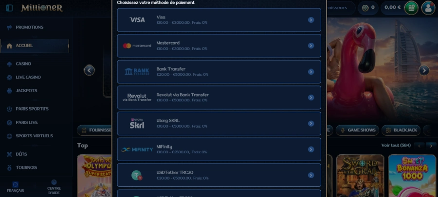 Retrait sur Millioner étape 3