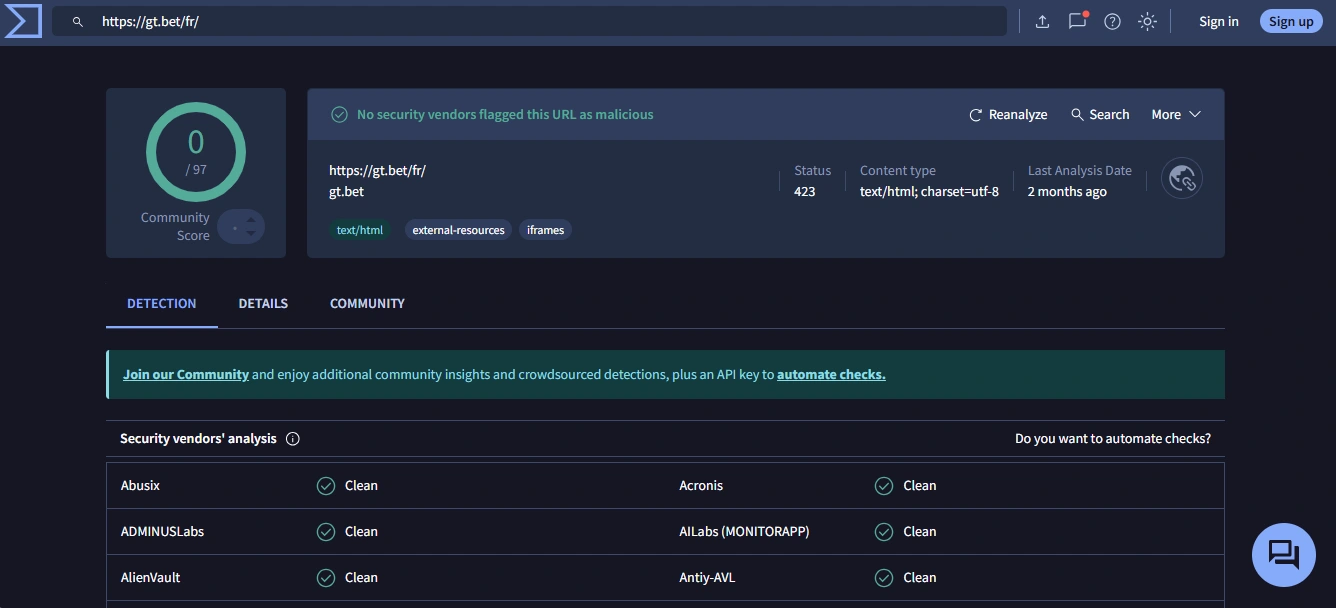 Sécurité du casino GTbet