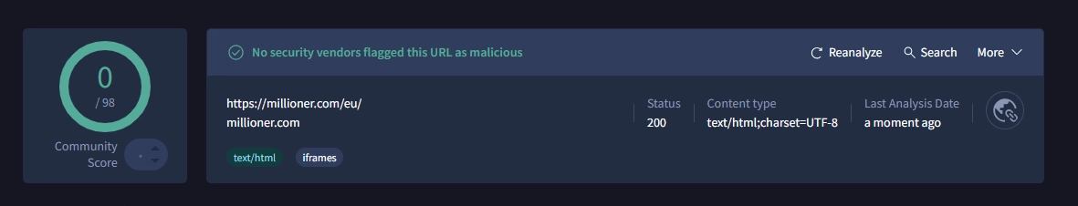 Performance de sécurité Millioner