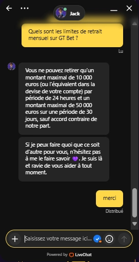 Service client GTbet