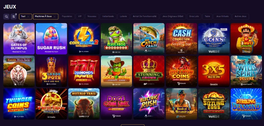 Jeux de casino GTbet