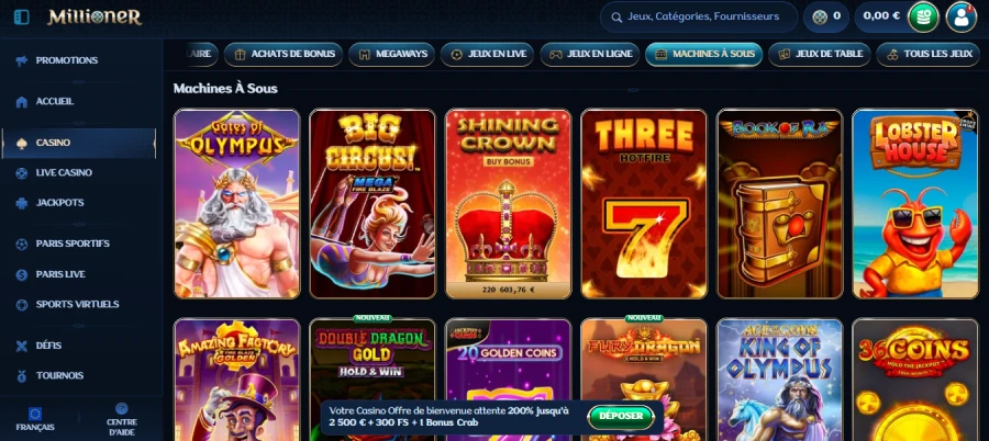 Machines à sous Millioner