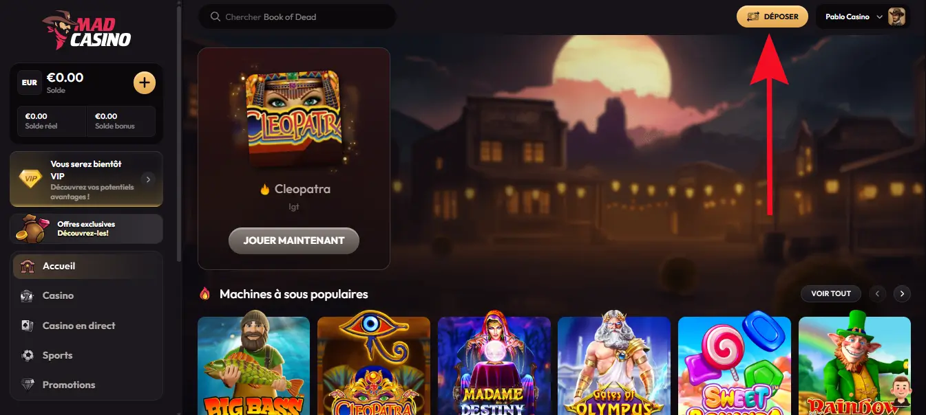 dépôt étape 1 mad casino