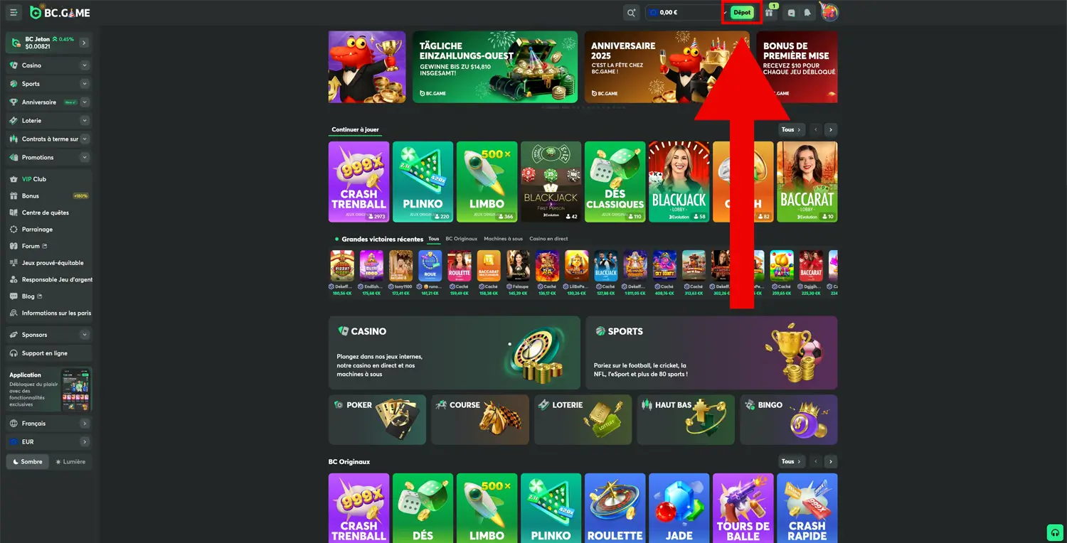 dépôt étape 2 bc game
