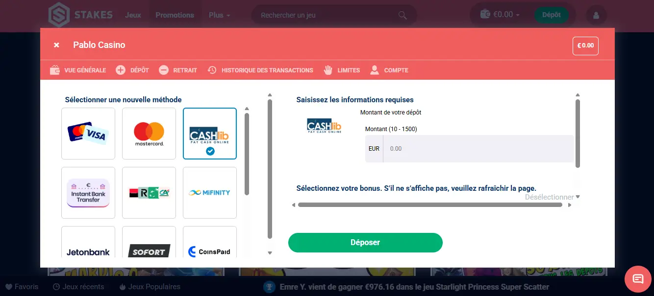 dépôt étape 2 stakes casino