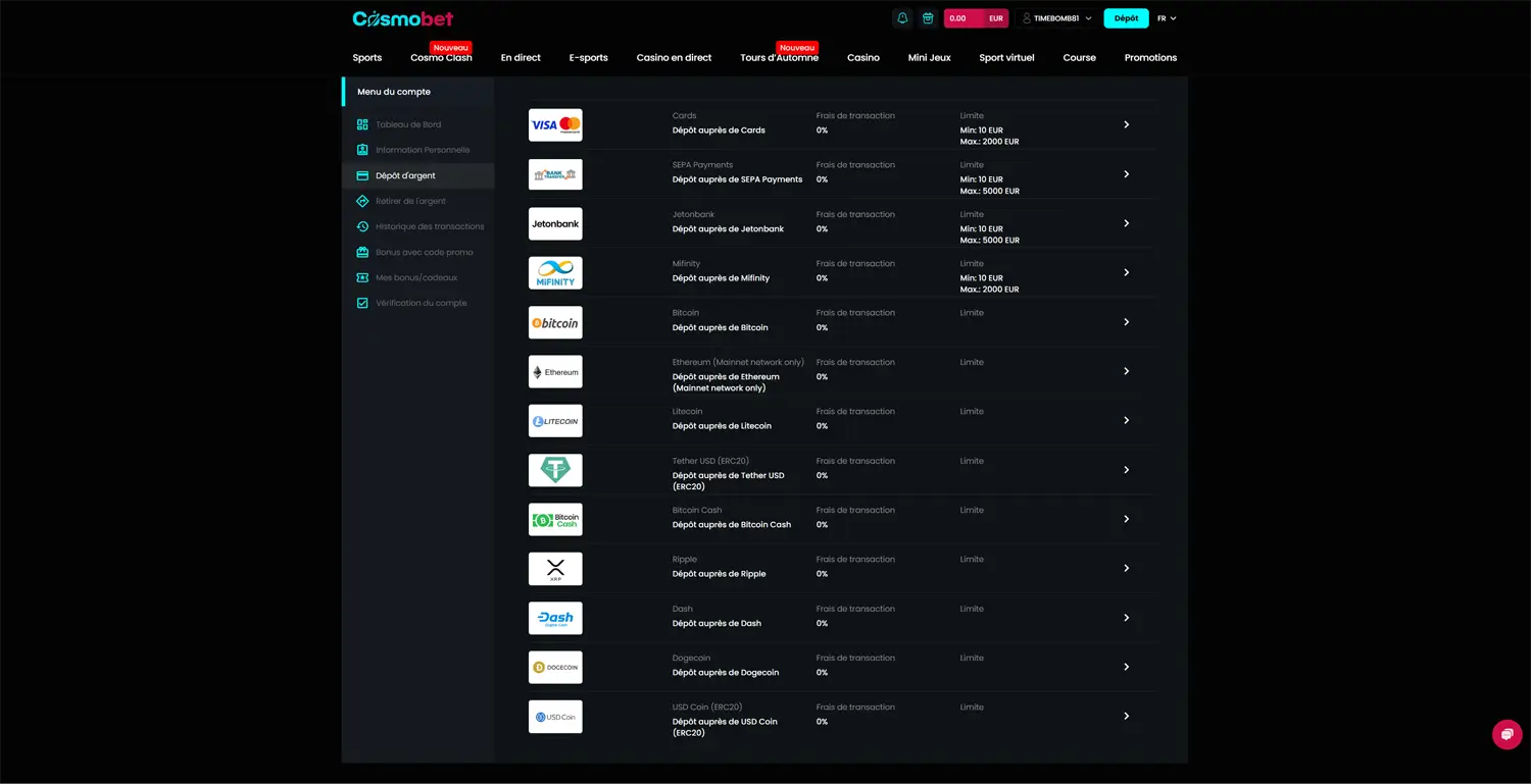 dépôt étape 3 cosmobet