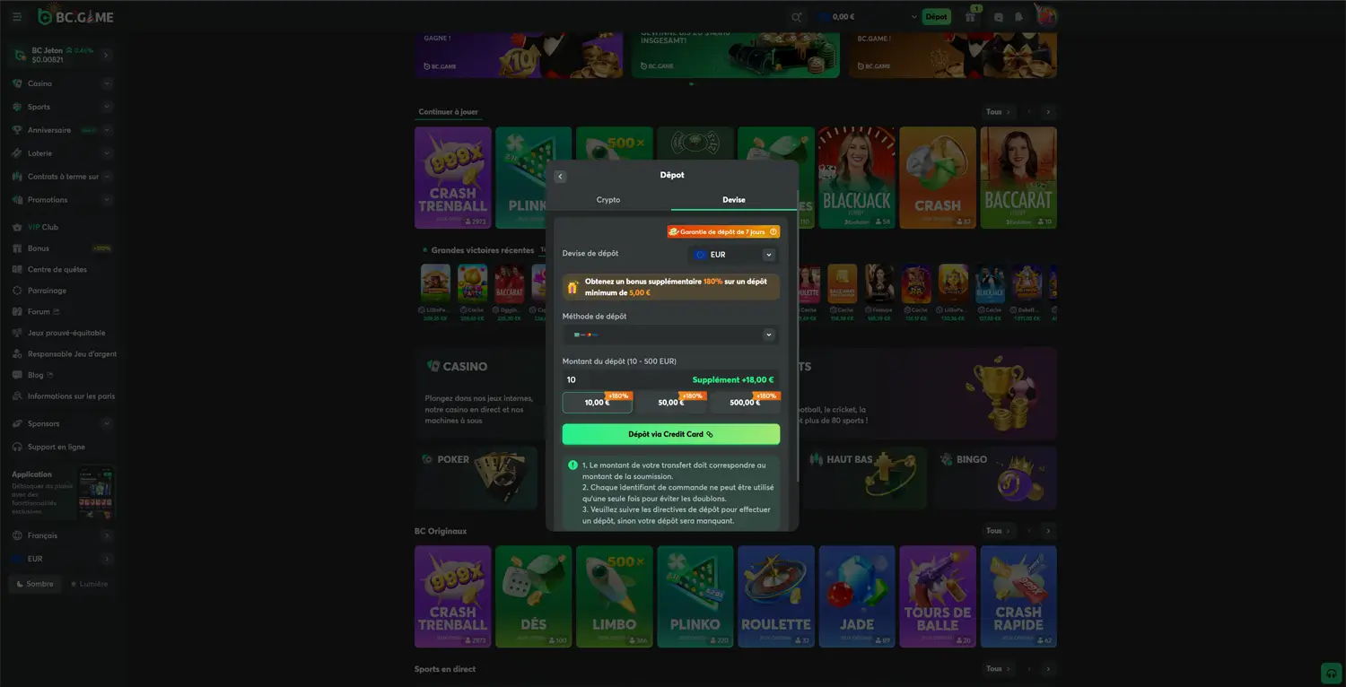 dépôt étape 4 bc game