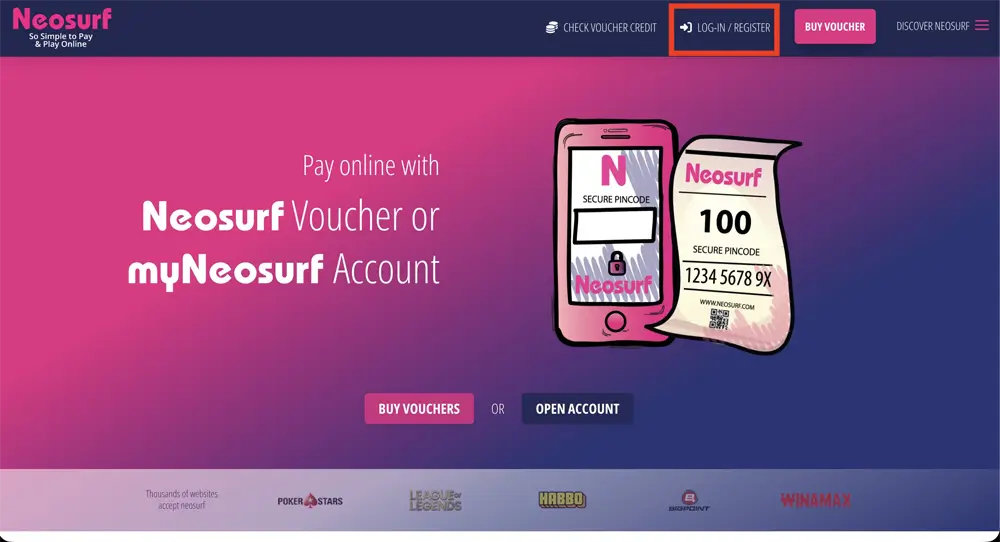 étape 1 inscription neosurf