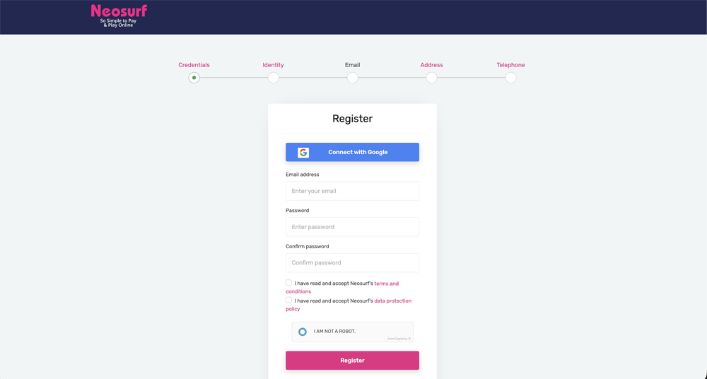 étape 4 inscription neosurf