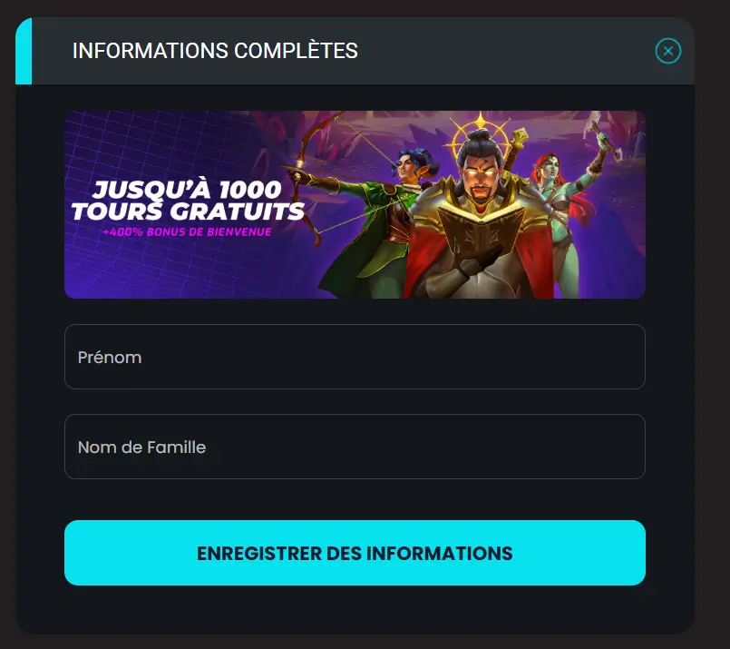 inscription étape 3 cosmobet