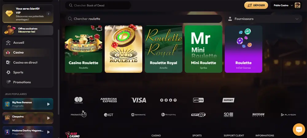 jeux de table mad casino