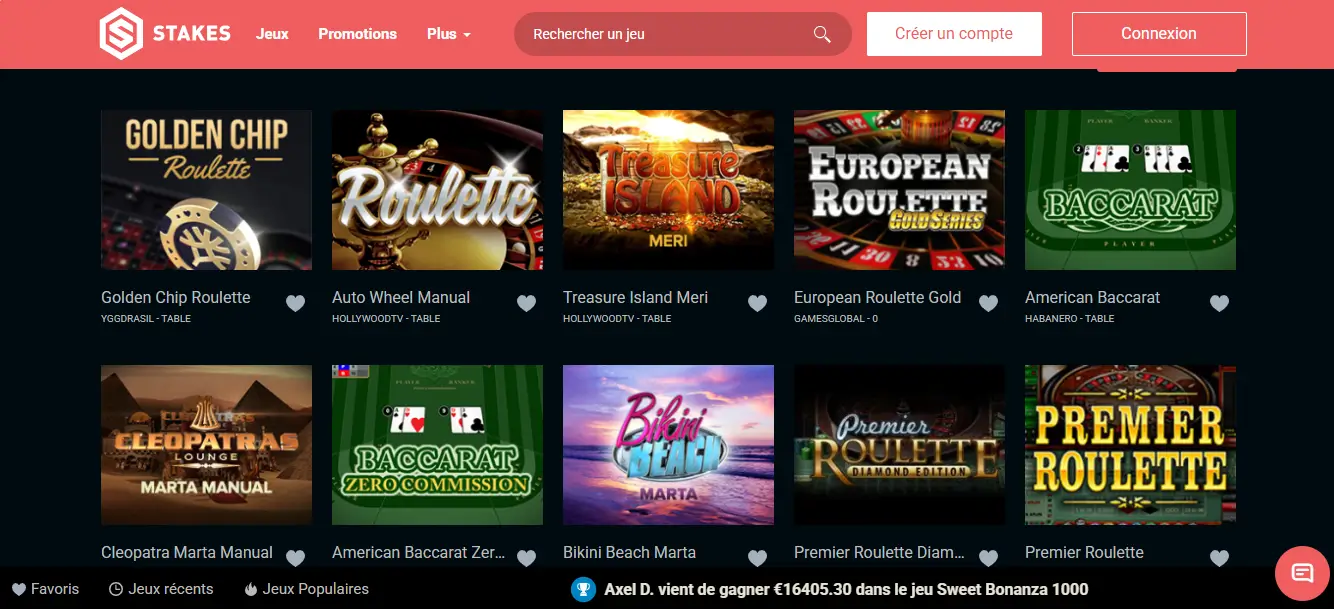 jeux de table stakes casino