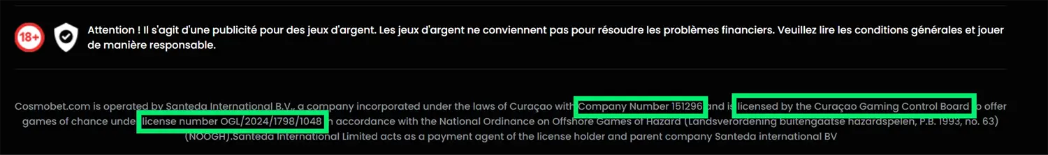 licence cosmobet