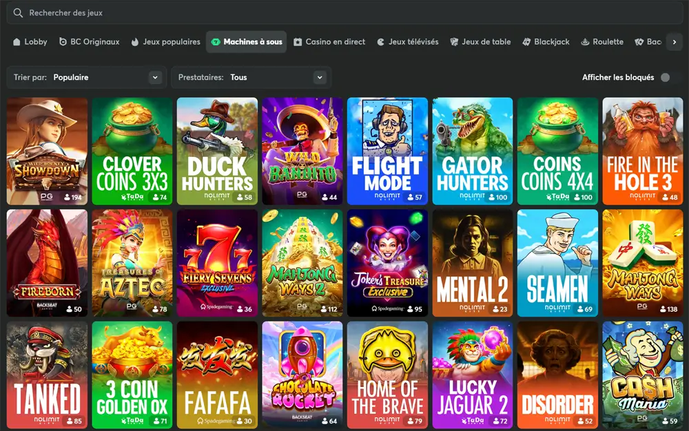 machines à sous bc game