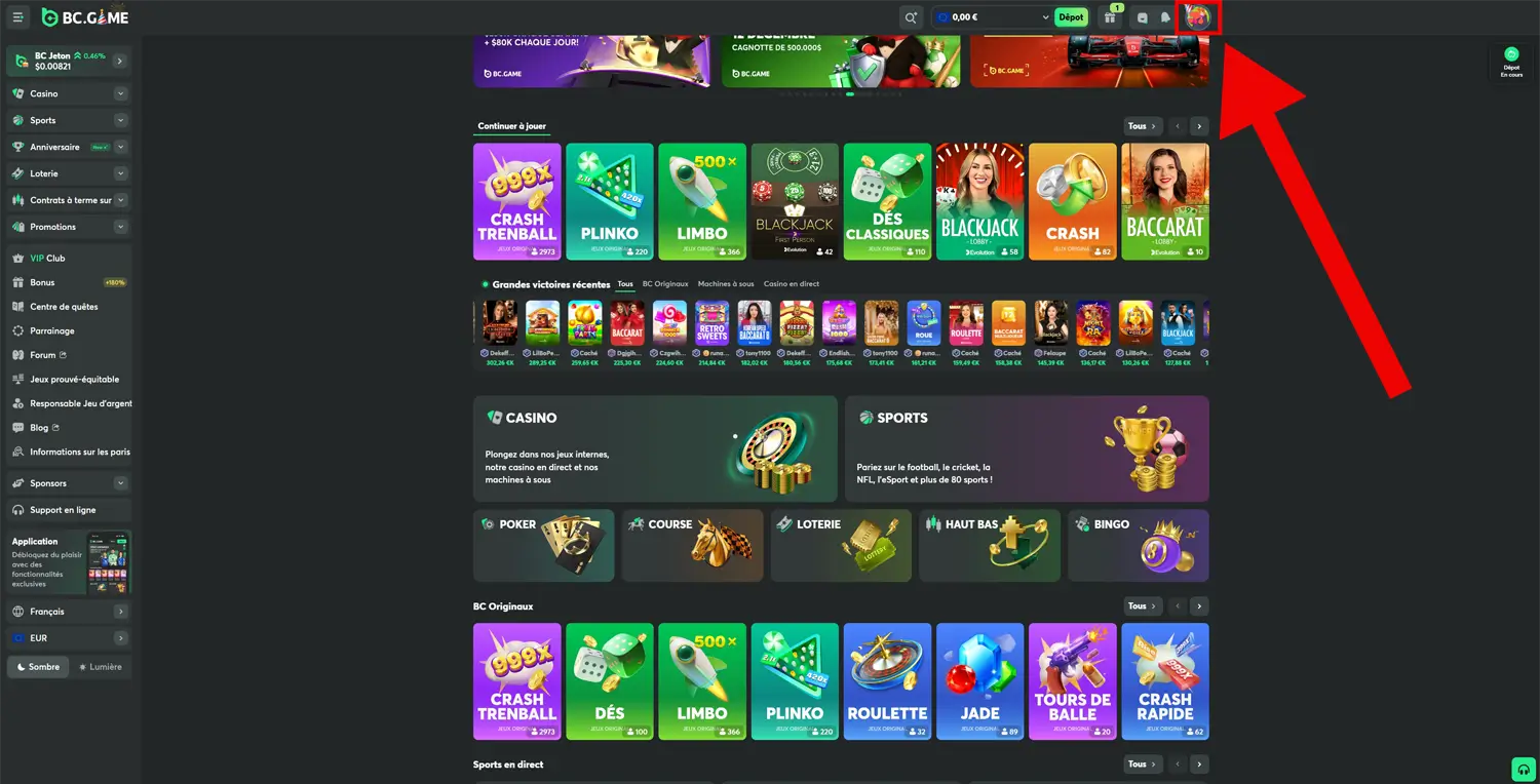 retrait étape 1 bc game