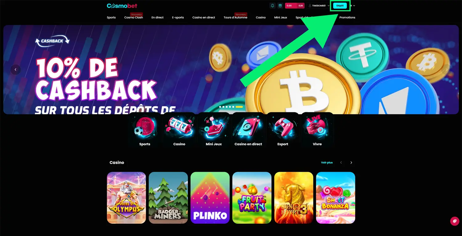 retrait étape 1 cosmobet