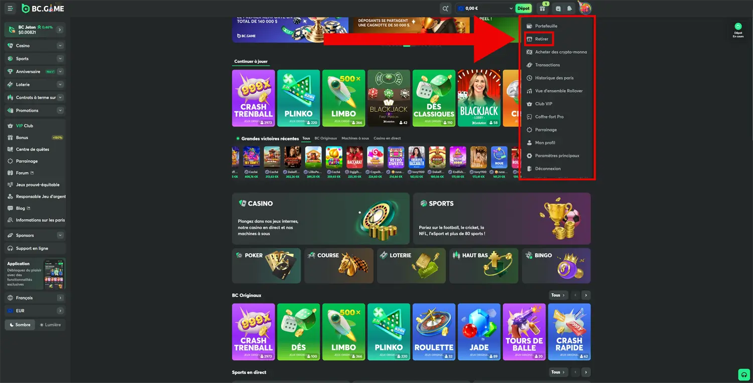 retrait étape 2 bc game