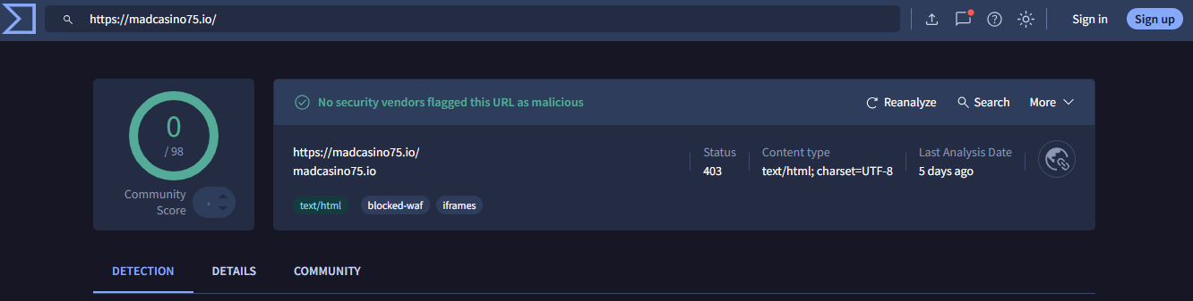 sécurité mad casino