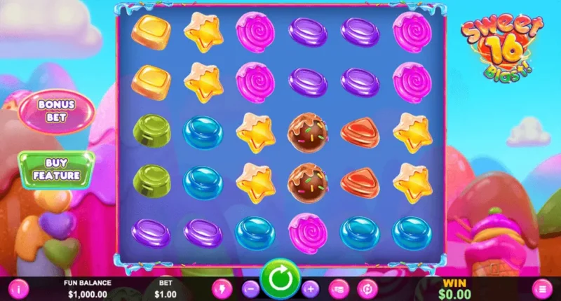 Écran de jeux de la machine à sous Sweet 16 Blast de RTG