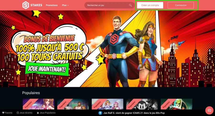 Faire un dépôt avec twint sur Stakes étape1