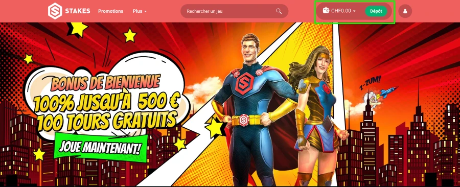 Faire un dépôt avec twint sur Stakes étape2