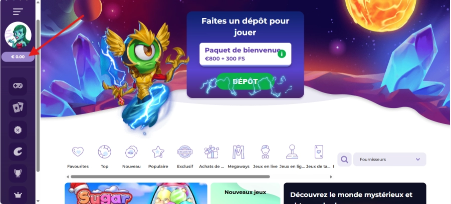 Faire un retrait sur Alfcasino étape1