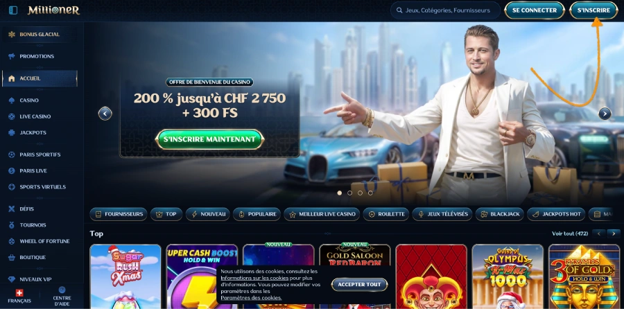 Inscription - casino en ligne Suisse étape1