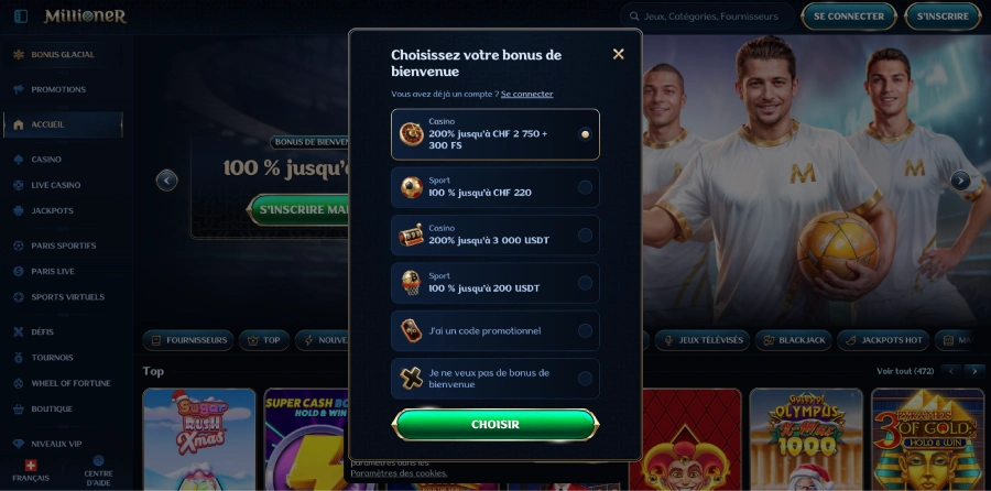 Inscription - casino en ligne Suisse étape2