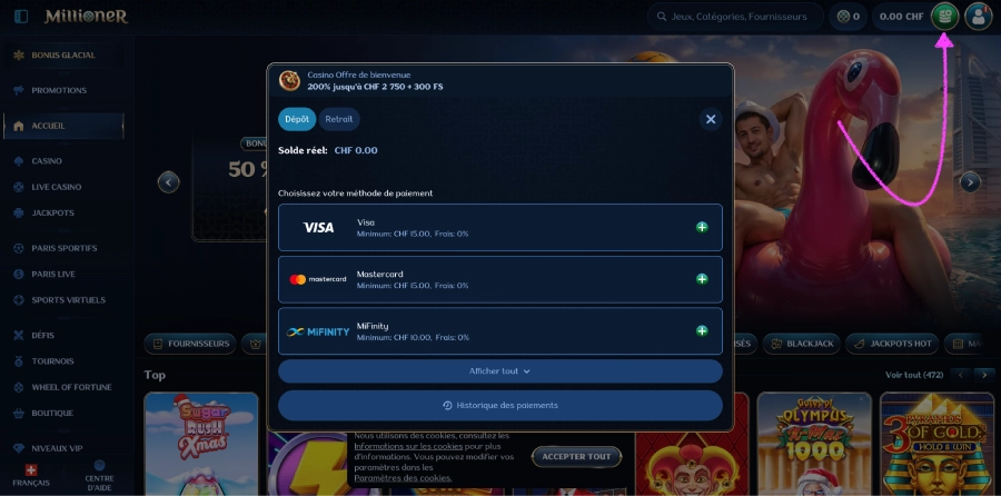 Inscription - casino en ligne Suisse étape5