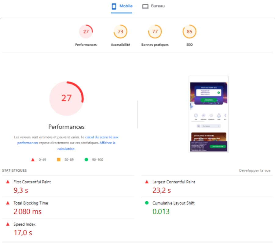Performance de Alfcasino sur mobile