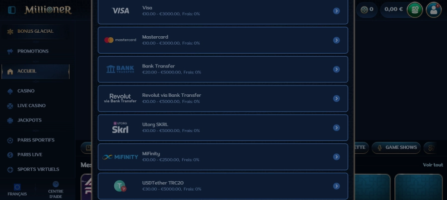 Retrait sur un des meilleurs casinos en ligne Belge étape2