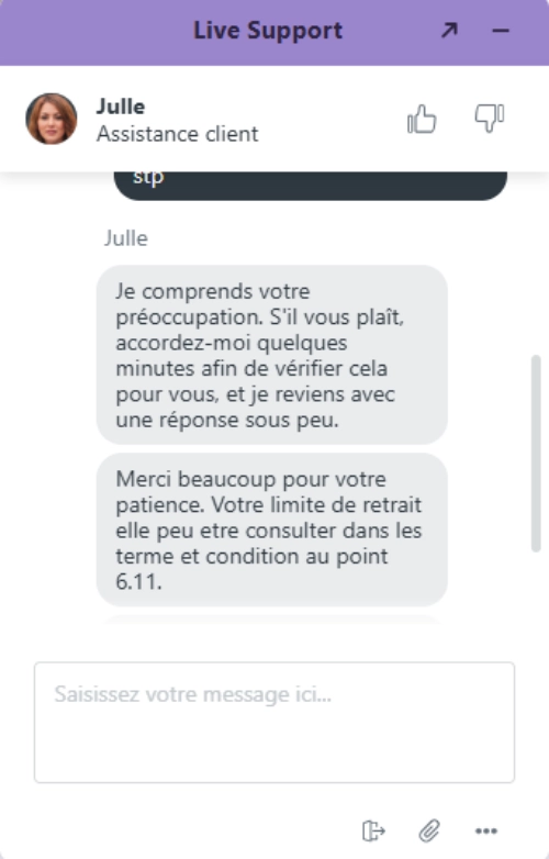 Service client de Alfcasino