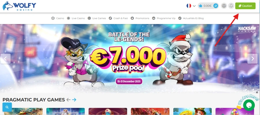 dépôt étape 1 wolfy casino belgique