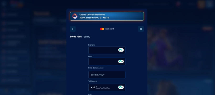 Faire un dépôt sur Dudespin étape 3
