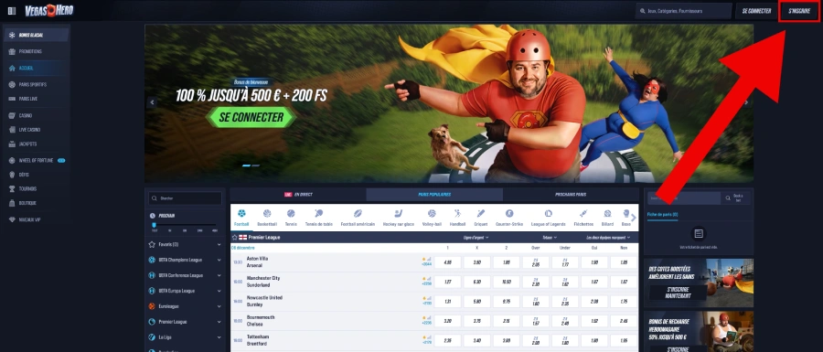 inscription étape 1 VegasHero