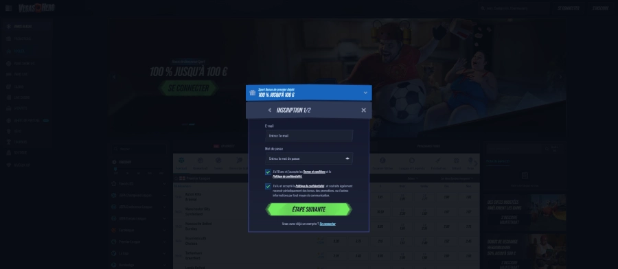 inscription étape 3 VegasHero