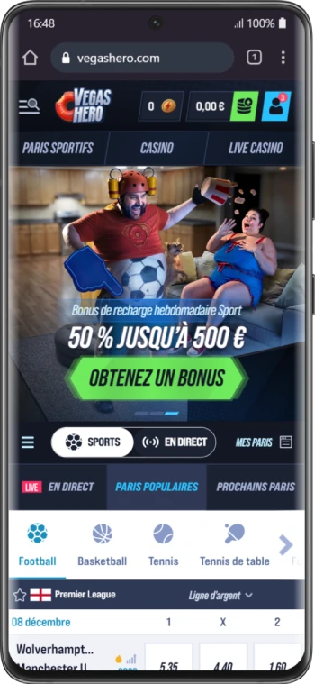 interface mobile vegashero