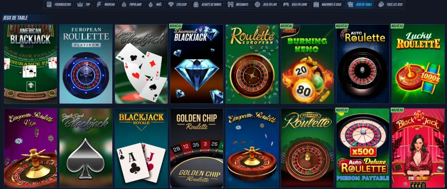 les jeux de table sur VegasHero
