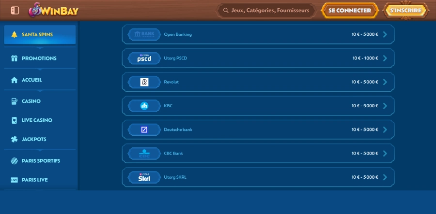 paiement Bancontact Winbay Casino