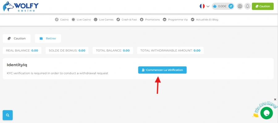 retrait étape 2 wolfy casino belgique