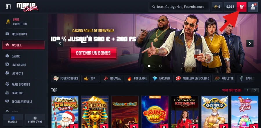 Section des retraits Mafia Casino