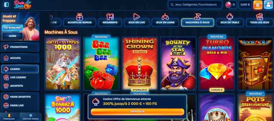 Les machines à sous sur Dudespin Casino