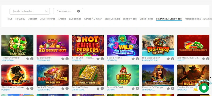 capture d'écran des machines à sous sur Wolfy Casino Belgique